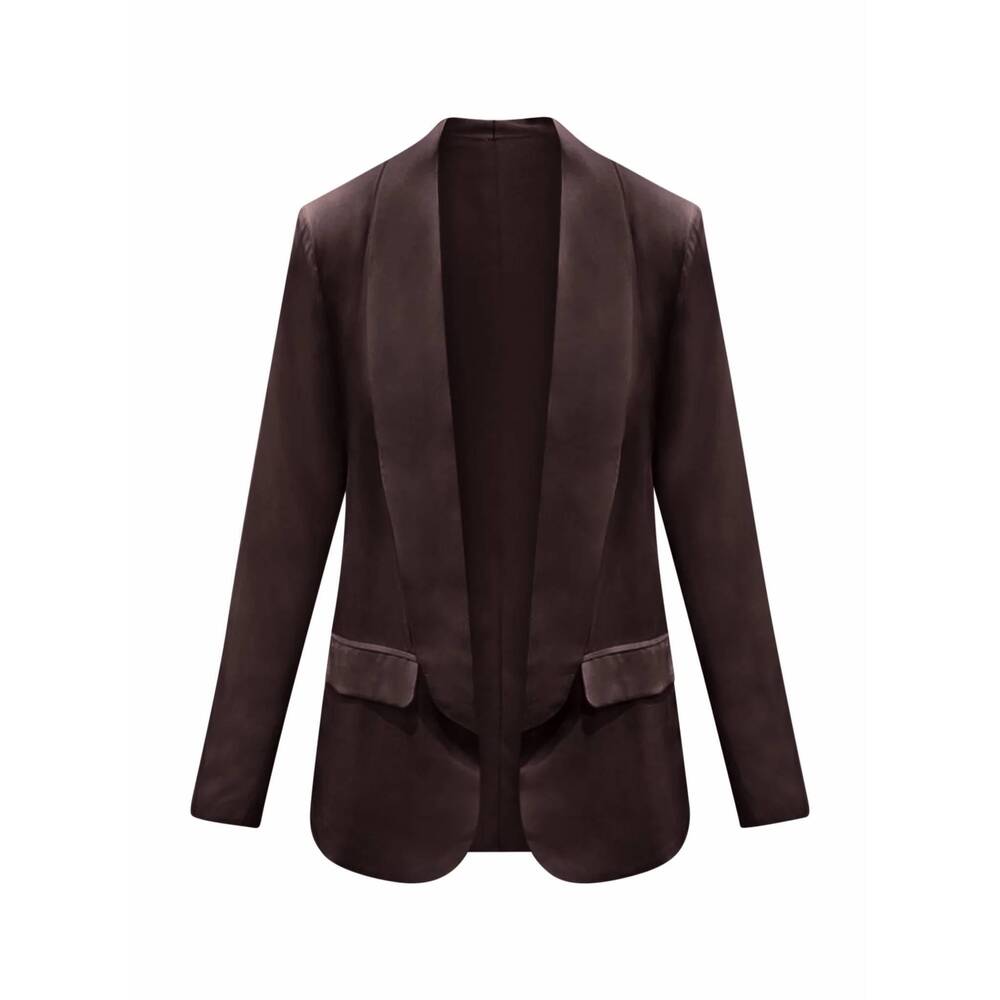 NEW NOUVELLE / SILK95FIVE women's la blazer with flat pockets in chocolate